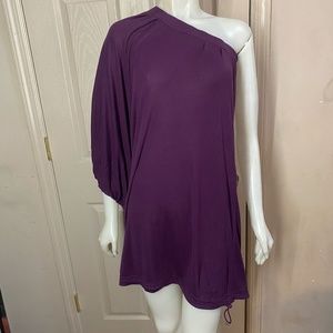 Yohji Yamamoto Y-3 Adidas Purple One Shoulder Dress Small S
